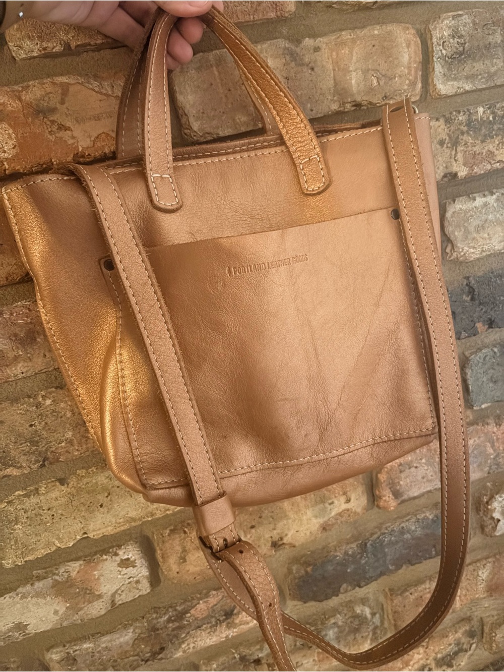 Portland Leather Metallic Copper Medium Crossbody Tote